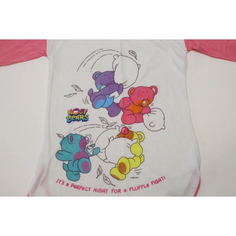 Rare Vintage Nosy Bears Pajama Nightshirt 1980s Purple 100% Polyester Size 6 USA